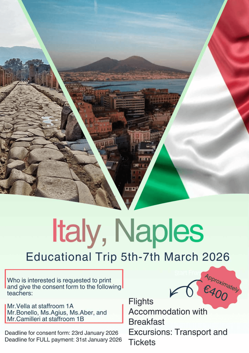 🇮🇹 Upcoming School Trip&nbsp;✈️