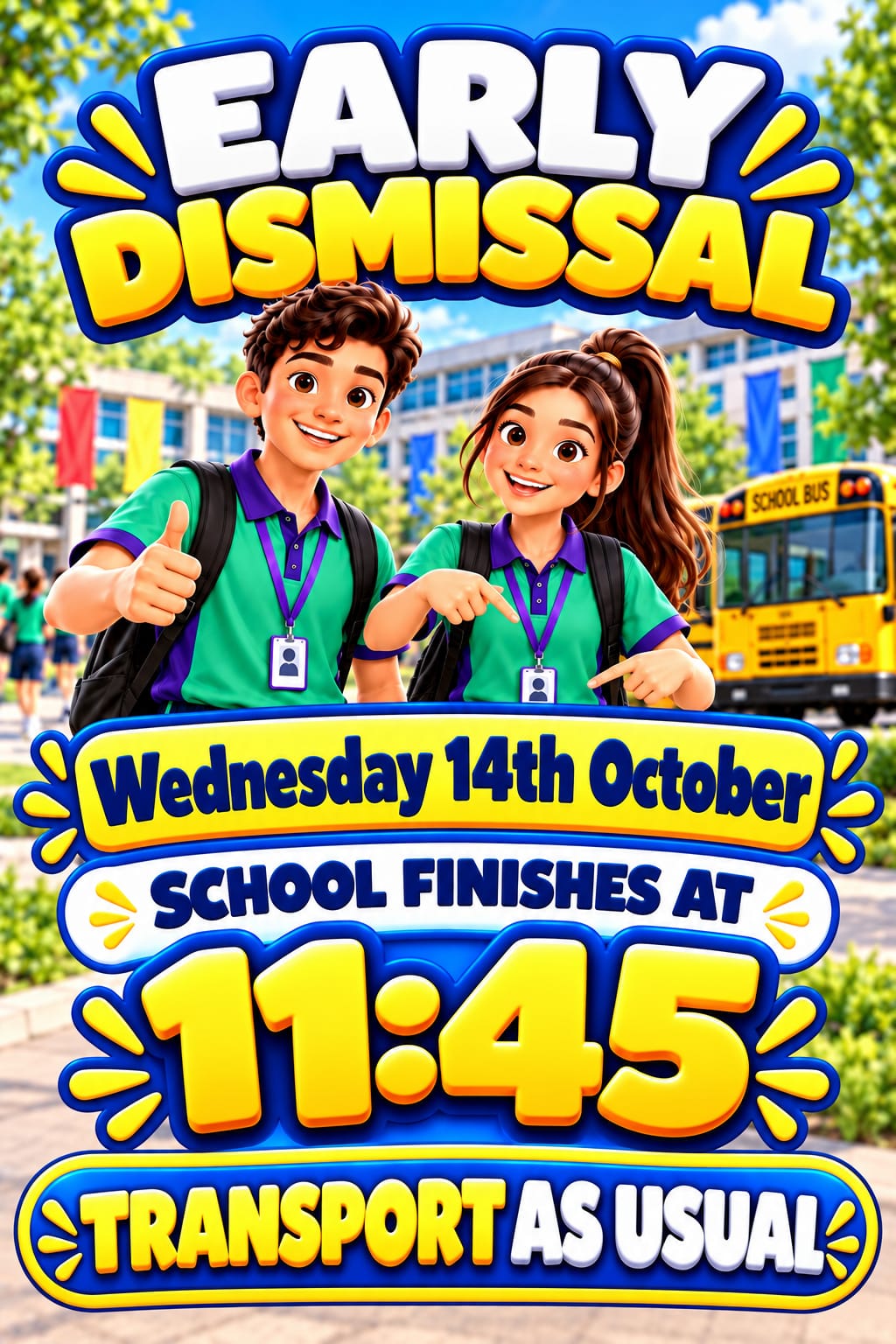 🚨Early Dismissal – Teachers’&nbsp;SDP